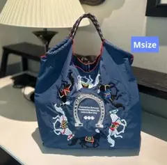８／11まで❁Ball＆Chain❁刺繍トートバッグ　ネイビー　馬と蹄鉄 　M