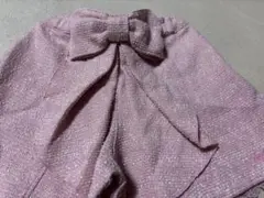メゾピアノ　ピンクのリボンショートパンツ