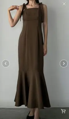 ブラウンリボン付きキャミワンピース　値下げ可