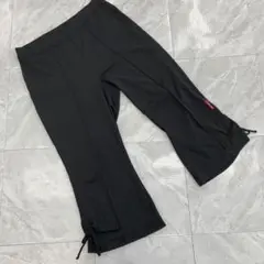 Kaepa クロップドパンツ 黒 ドローストリング ストレッチ ポリエステル
