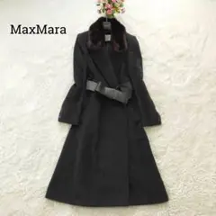 美品☆MaxMara キャメル100% ロングコート ミンクファー 38 M