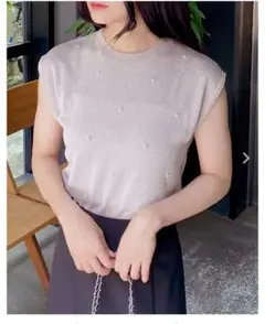 INGNI パール装飾 ノースリーブニット