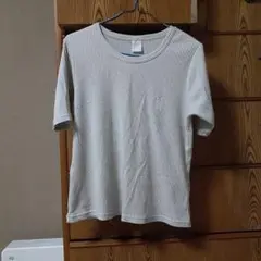 【美品】リブ編み ライトグレー 半袖TシャツMサイズ