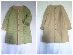 ホコモモラ リバーシブル ノーカラーダウン 刺繍入り