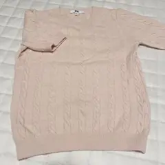 UNIQLO ケーブル編み 半袖ニット S ピンク