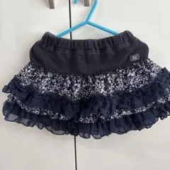 mezzopianoネイビー花柄スカート インナーパンツ付き　110cm