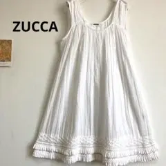 ZUCCa ズッカ ノースリーブワンピース フリンジ ギャザー ボヘミアン