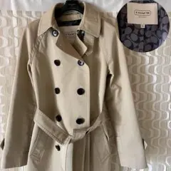 COACH トレンチコート ベージュ　ベルト付き　シグネチャー　XSサイズ