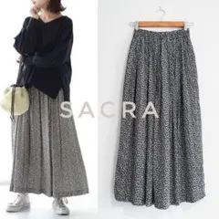 美品 SACRA ジオメトリック レオパードスカート 38 ロング マキシ丈
