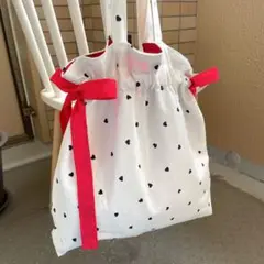 ハンドメイド/トートバッグ/ハート/りぼん/サテン/ガーリー/量産型