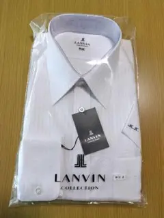新品未使用！LANVIN COLLECTION 長袖Yシャツ白STイニシャルあり