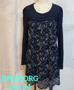 INGEBORG インゲボルグ チュニック ワンピース レース ネイビーブルー