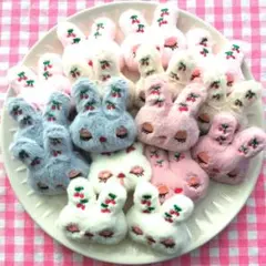 【429】60個 デコパーツ うさぎ モチーフ マスコット まとめ売り