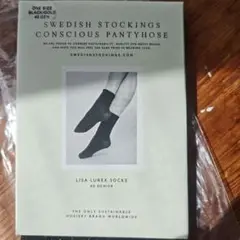 swedish stocking LISA LUREX SOCKS 黒ゴールド