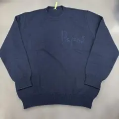 561Papas パパス　ロゴ刺繍入り ネイビー ニットセーター　S 日本製