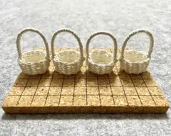 ミニチュアバスケット カゴ ホワイト4個セット クラフトバンド エコクラフト