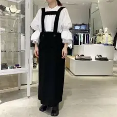 ENFOLD エンフォルド　ミリオーネストレートサロペットSKIRT ブラック