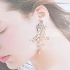 ❀イヤリング(ピアス)結婚式 ローズゴールドブライダル ウェディングアクセサリー