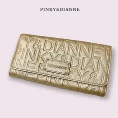 【未使用】PINKYu0026DIANNE フラップ長財布 エンボスロゴ ゴールド