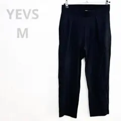 【YEVS】テーパード　ストレッチ　ウエストゴム　ブラック　黒　美脚効果　M