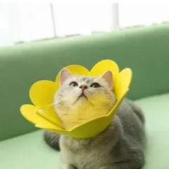 エリザベスカラー 黄S 猫 ネコ 軽量 ソフト ストレス軽減