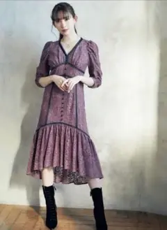 【値下げ】Cord Lace Trimmed Midi Dress