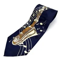 FRATELLO ネクタイ サックス 楽器 吹奏楽 ジャズ ネイビー ギフト