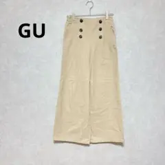 ジーユー　マリンパンツ　ワイドパンツ　チノパンツ　フロントボタン　ベージュ　M