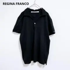 【レジナフランコ】半袖ポロシャツ　襟付き　袖ロゴ入り　黒