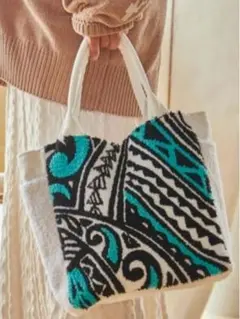 新品未使用　Kahiko ハワイアンサガラ刺繍バッグ トートバッグ