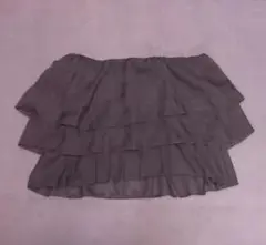 紺 フリル付き シフォン ベアトップ