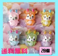 新品《ハンドメイド》クリア　トナカイ　プラパーツ　カボション　デコパーツ　20個