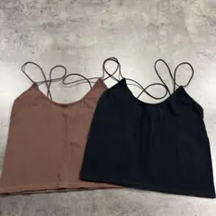 ZARA リブ編みキャミソール 2色セット M-L