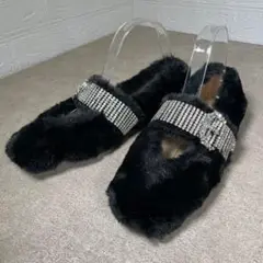 未使用 Jimmy Choo フラット シューズ ファー ミュール ビジュー