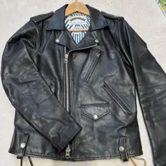 極美品 ツーディライブ【02DERIV】レザー切替え ハーフライダース 黒/M 名作をオマージュ？？ 02DERIV./ツーディライヴよりレザー