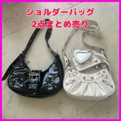 韓国系 ワンホン y2k ブラック＆ホワイトショルダーバッグセット