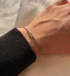 スネークチェーン ノット シルバー ブレスレット 結び目 サージカルステンレス