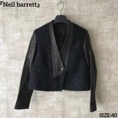 イタリア製 モヘヤ混【Neil barrett】ラムレザージャケット 40 黒