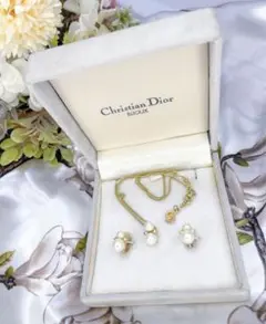 美品 DIOR ネックレス イヤリング セット パール