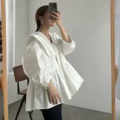 i_am_official big collar tiered blouse