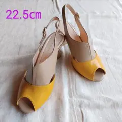 未使用美品 RHYTHM オープントゥサンダル 22.5cm バイカラー レザー