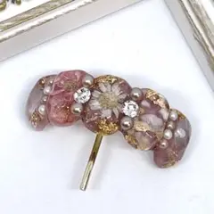 ポニーフック　ヘアカフ　ハンドメイド　大（ピンク系）
