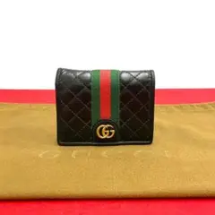 極 美品 GUCCI グッチ オフィディア シェリーライン 二つ折り 財布 黒