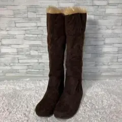 【タグ付未使用品】ANGENUE ロングブーツ　ボア　ダークブラウン　LL