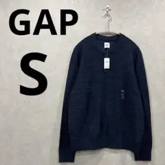 新品S【GAP ギャップ】ヘンリーネックコットンニット ネイビー
