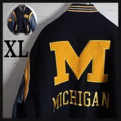 【好デザイン】MICHIGAN リバーシブル スタジャン 袖レザー XL