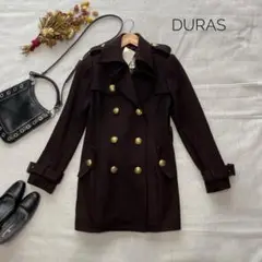 DURAS ウールロングコート タグ付き新品 金ボタン フリーサイズ ブラウン