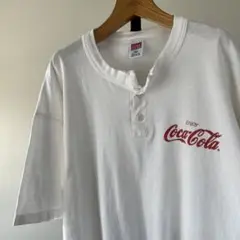 90s USA製　コカコーラ　ヘンリーネックTシャツ　企業　L　シングルステッチ