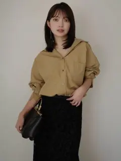 新色 完売カラー1点のみ【anuans】スタンダードシャツ LATTE