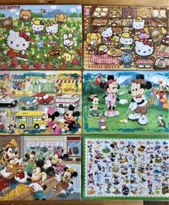 遊びながら パズルあそび　ハローキティ　ディズニーパズル　6個セット